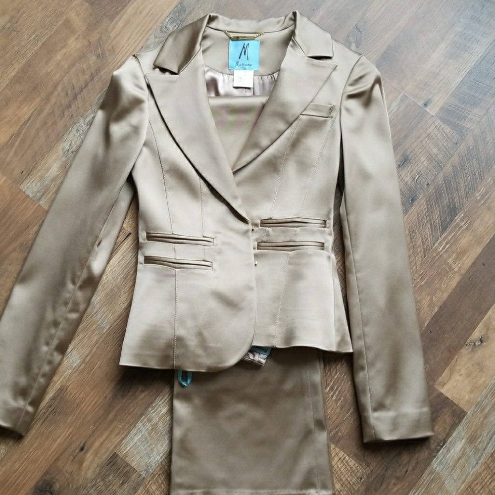 Marciano gold satin suit